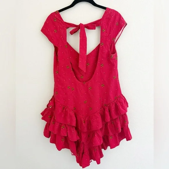 Urban Outfitters Kimchi Blue Strawberry Red Romper - Picture 3 of 7